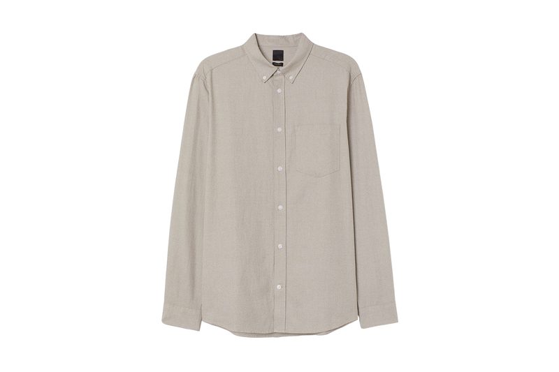 H&M Conscious Oxford Shirt in Taupe