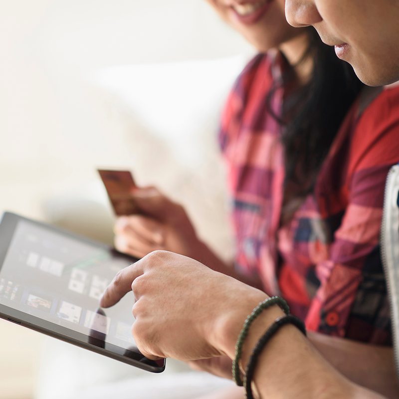A couple ordering a product online.