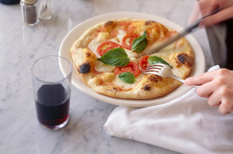 margherita pizza paired with red wine