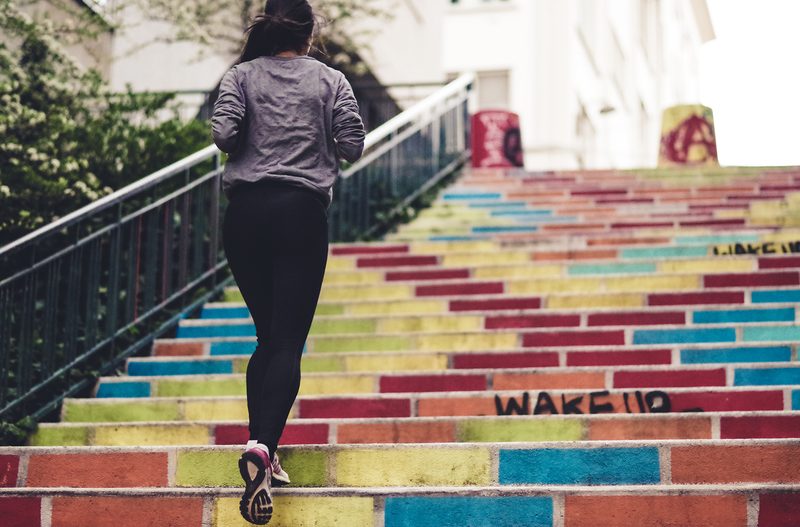 social distancing running stairs