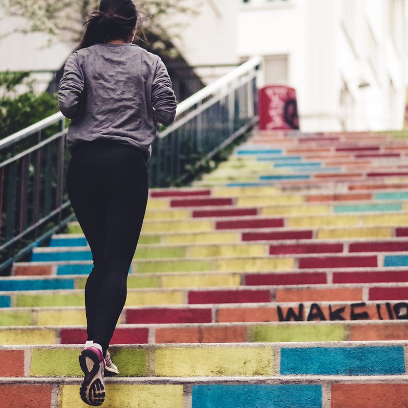 Social distancing running stairs