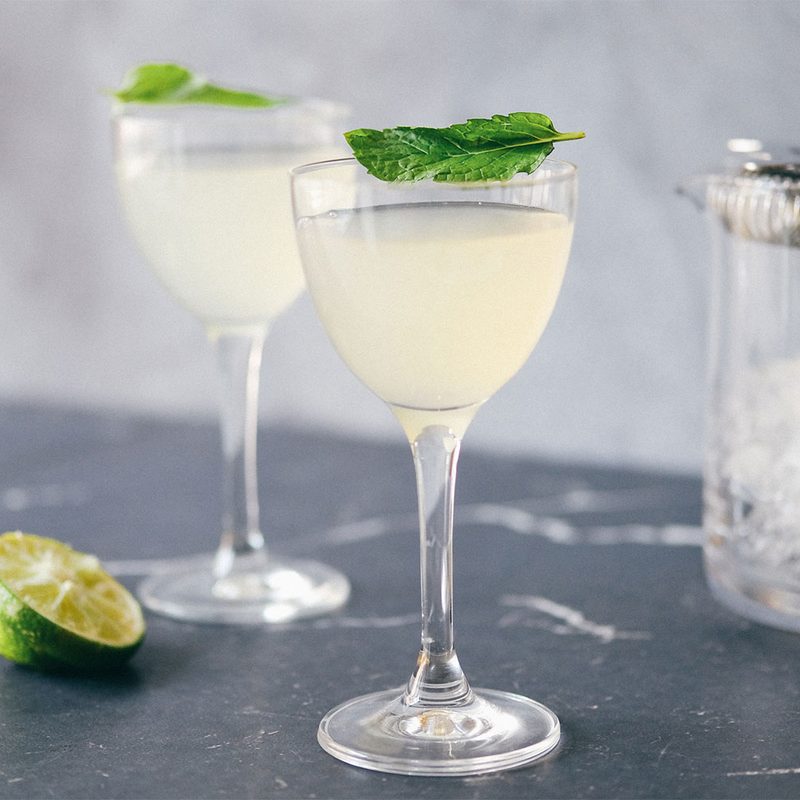 Two Southsides with iced cubes and lime