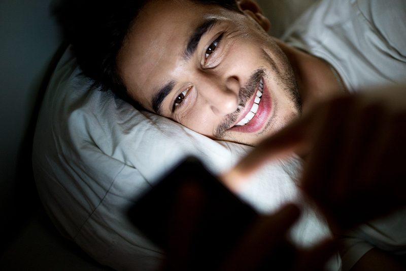 texting phone bed night