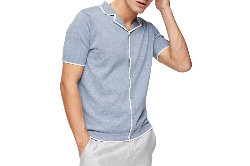 Topman Marl Revere Front Button Sweater