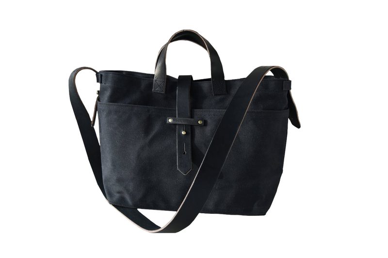 Peg and Awl All Black Waxed Canvas Tote
