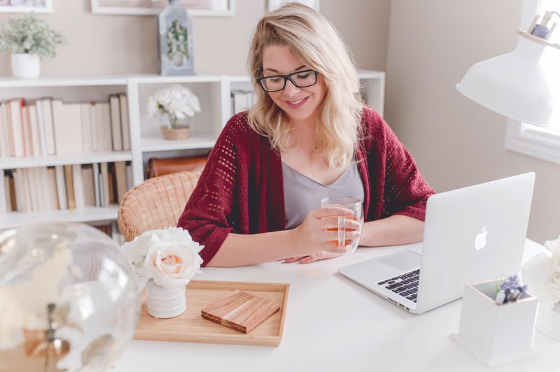 woman taking conference call