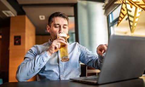 zoom room drinking game rules webcam beer getty