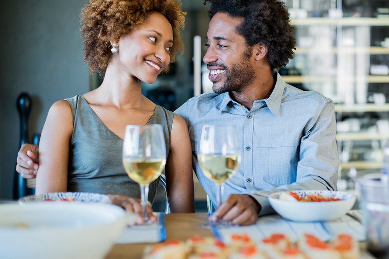 couple home date night wine