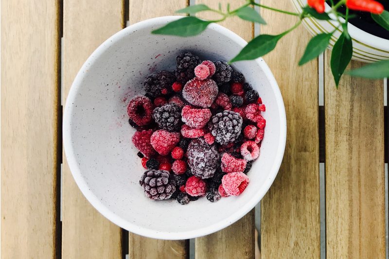 Frozen fruit in a bowl