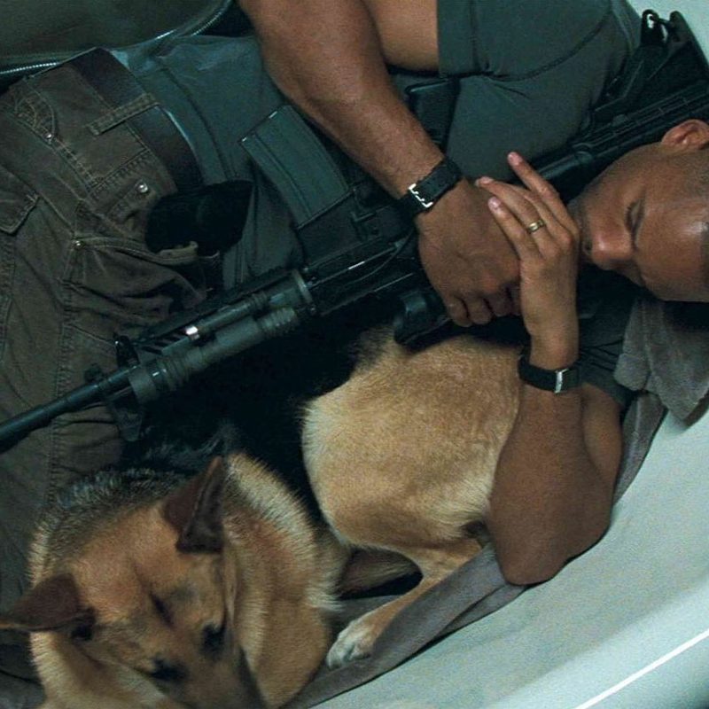 I Am Legend scene with Neville in bath tub.