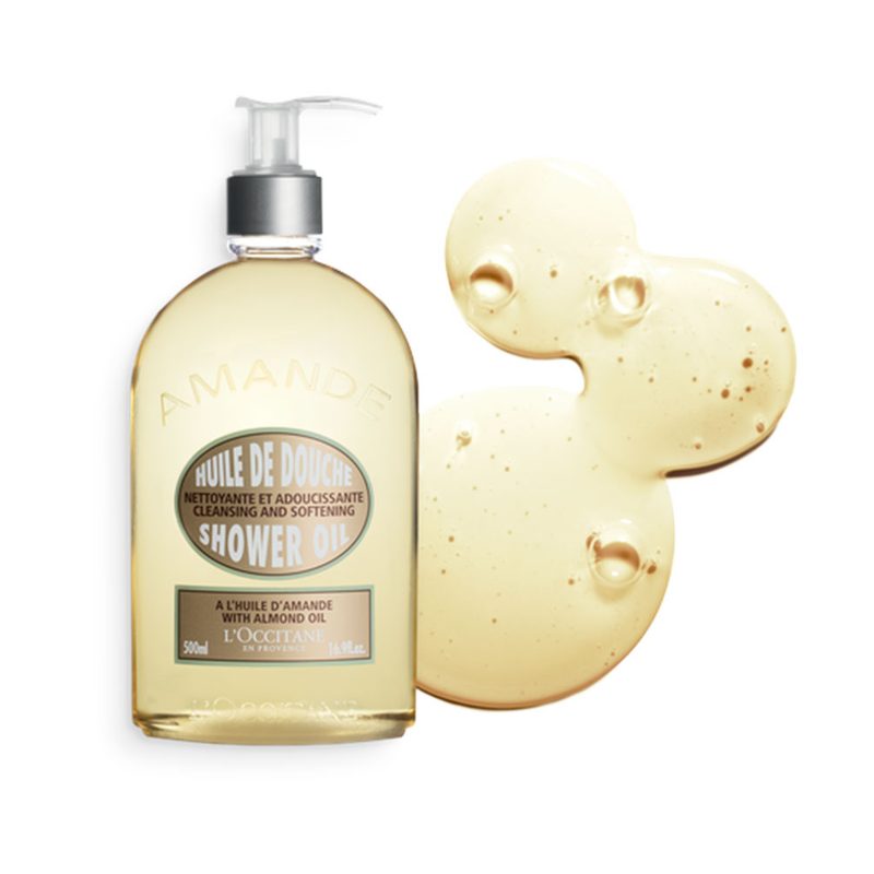 A bottle of L&rsquo;Occitane Almond Shower Oil.