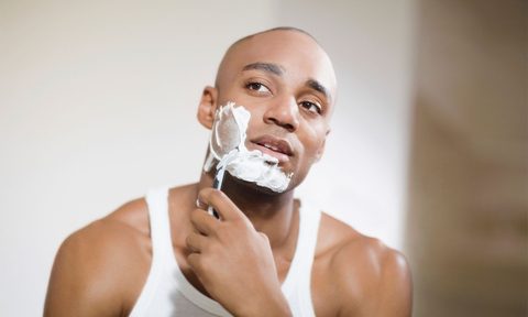 Man shaving with cream
