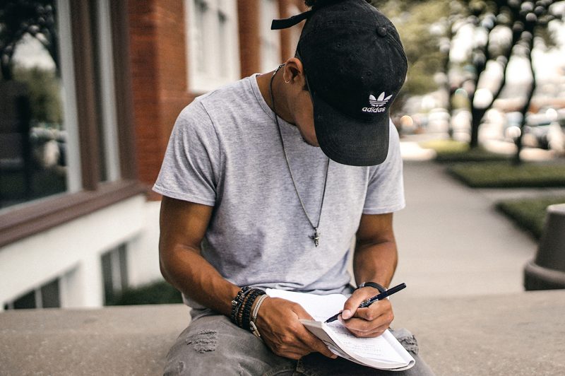man alone writing