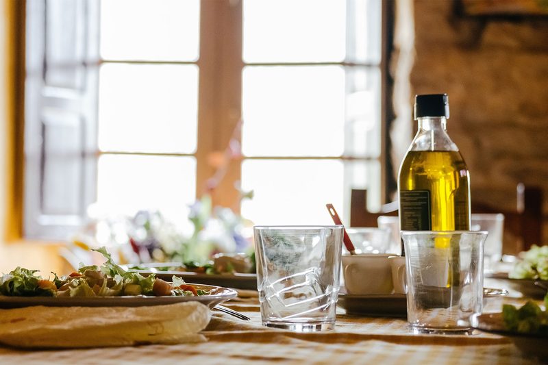 olive oil on table