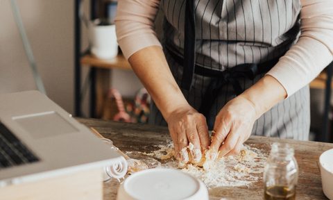 woman following recipe online
