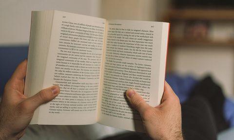 reading book bed