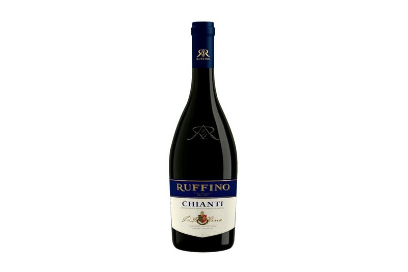 A bottle of Ruffino Chianti.