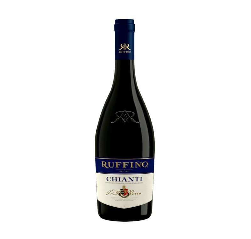 A bottle of Ruffino Chianti.