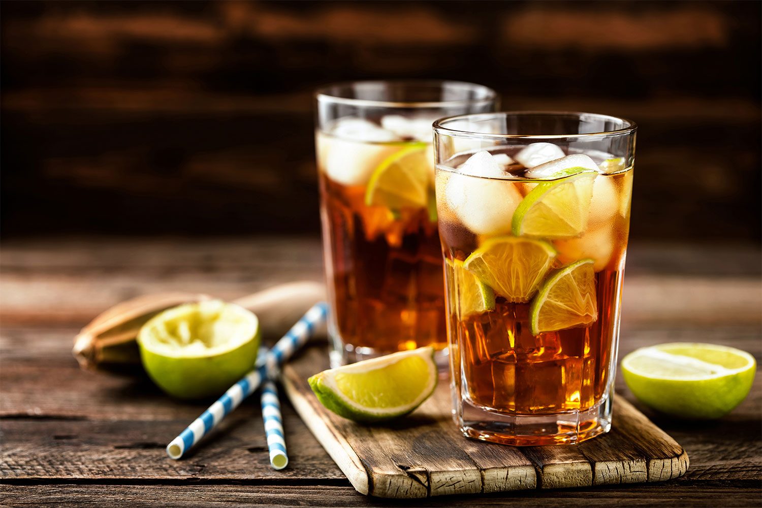 Two Long Island iced tea cocktails