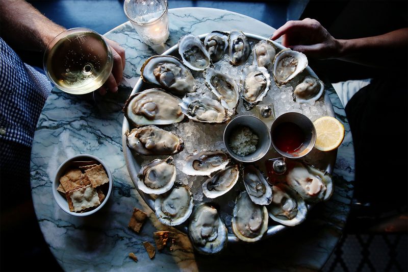 oysters and wine