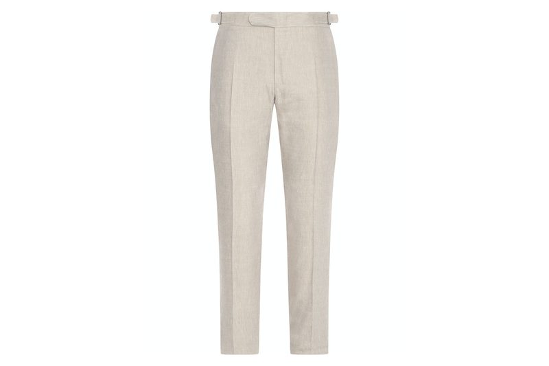 Canali Beige Dress Pants In Linen-Wool Blend