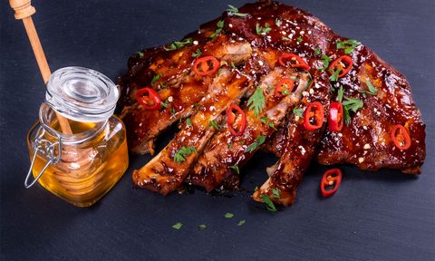 Hot honey on meat