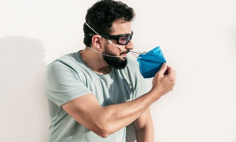 Man wears mask