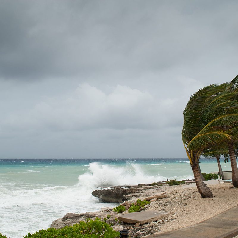 Hurricane winds on island
