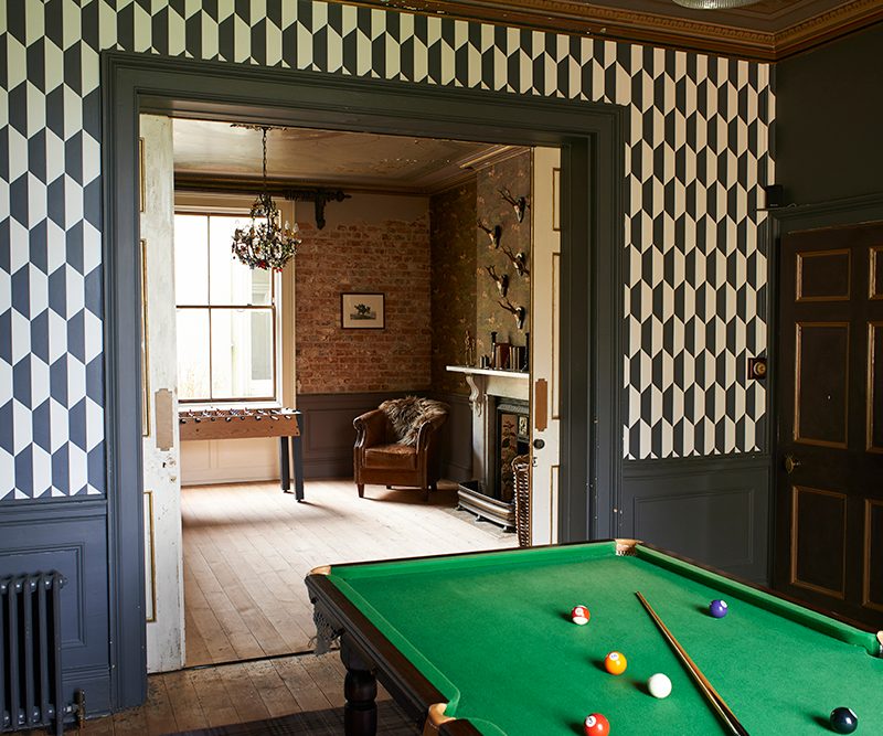 An eclectic snooker room.