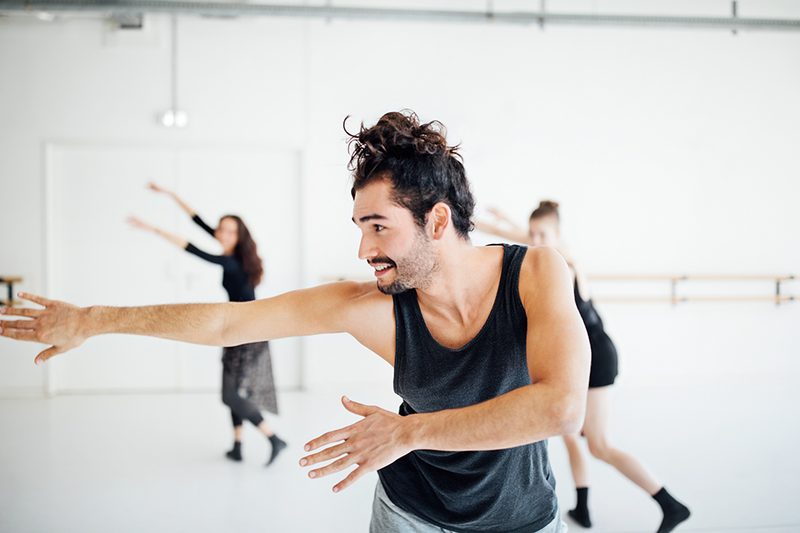 Young ballet dancers practicing at dance studio