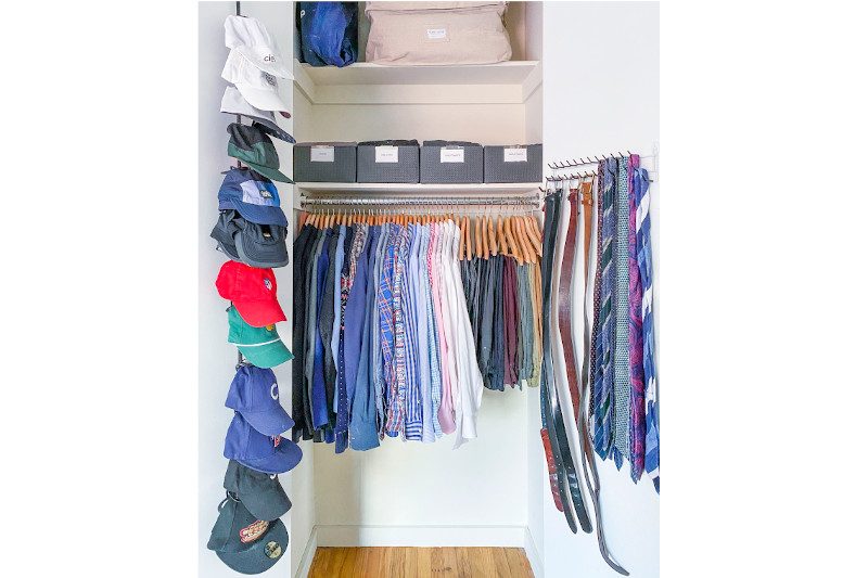 Orgainzed clothes in a closet