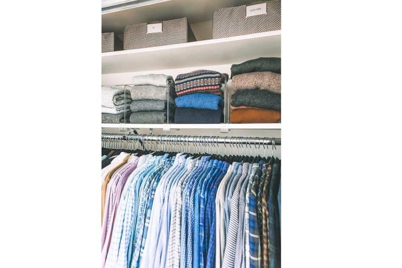 Close-up of clothes in a closet