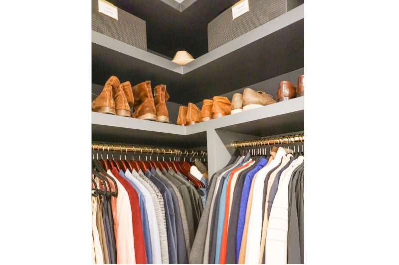 Closet with shoes stored above