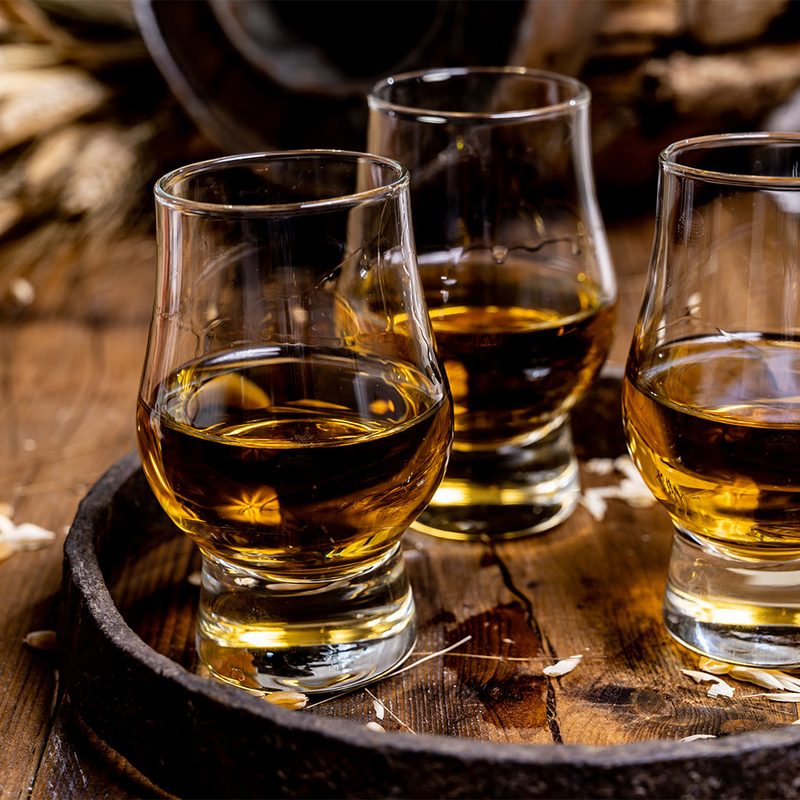 A trio of whiskeys