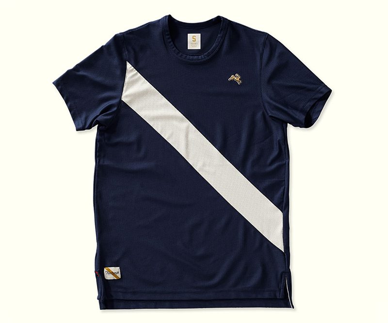 Tracksmith Running Shirt in navy.