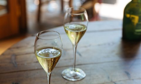 Some bubbly wine.