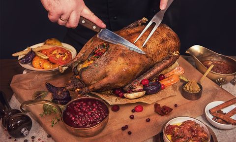 goose being sliced