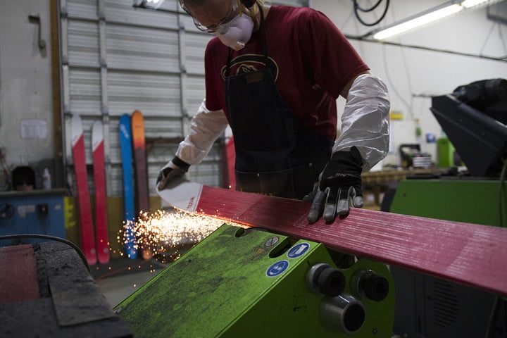 Tech prepping skis for the slopes