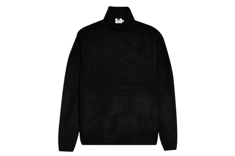 Topman Black Ribbed Roll Neck Jumper