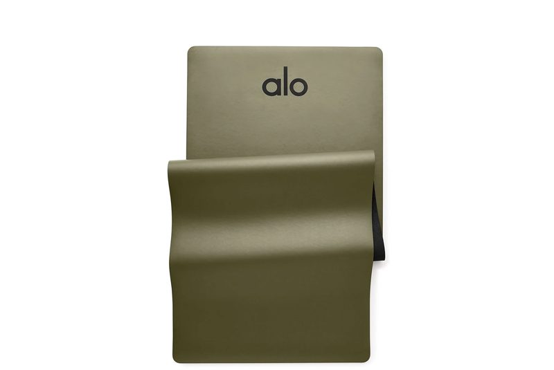 Alo yoga mat in olive color.
