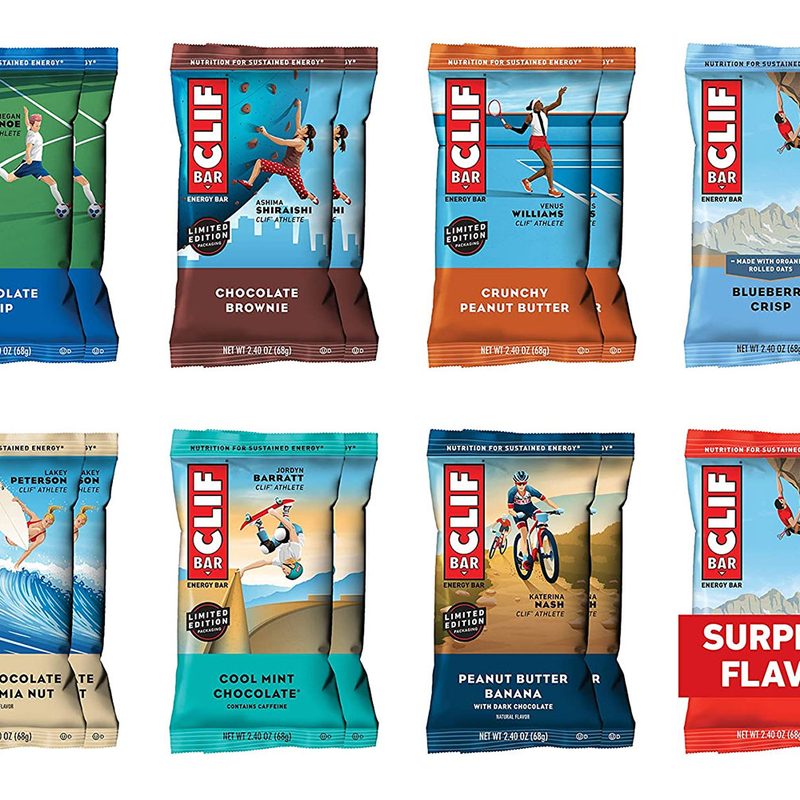 Clif Bar in 8 different flavors.