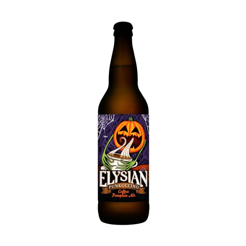 A bottle of Elysian Brewing Punkuccino Ale.
