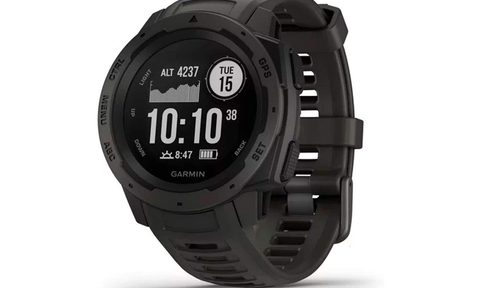 The Garmin Instinct smartwatch in black, on a white background.