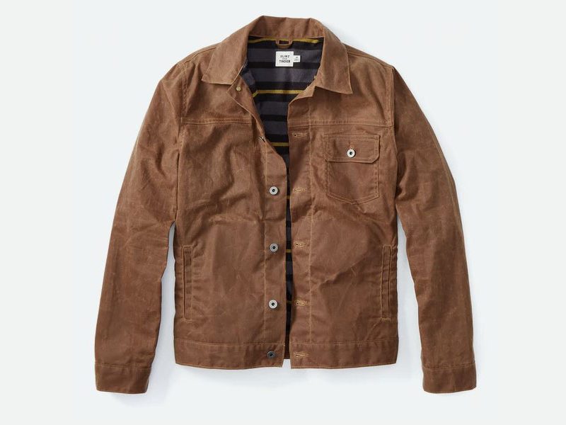 Flint and Tinder Flannel Lined Waxed Men's Trucker Jacket on Huckberry.