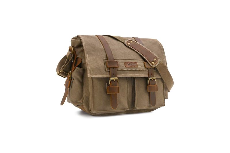 Kattee Leather Canvas Messenger Bag