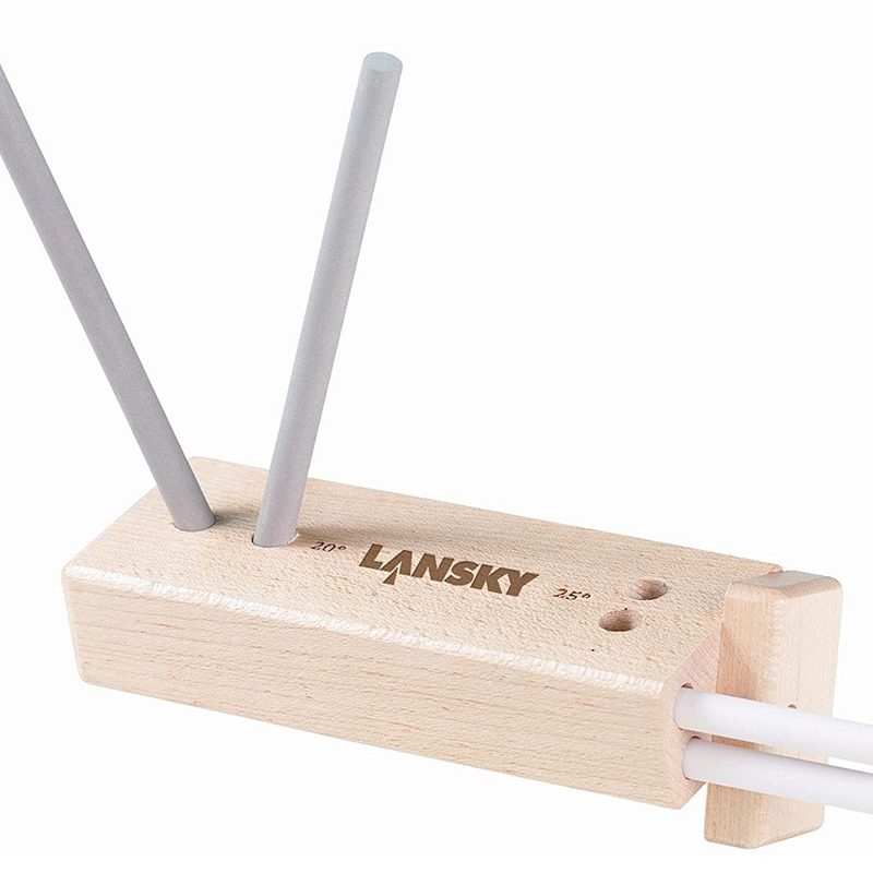 Lansky wooden box with ceramic sharpening rods.