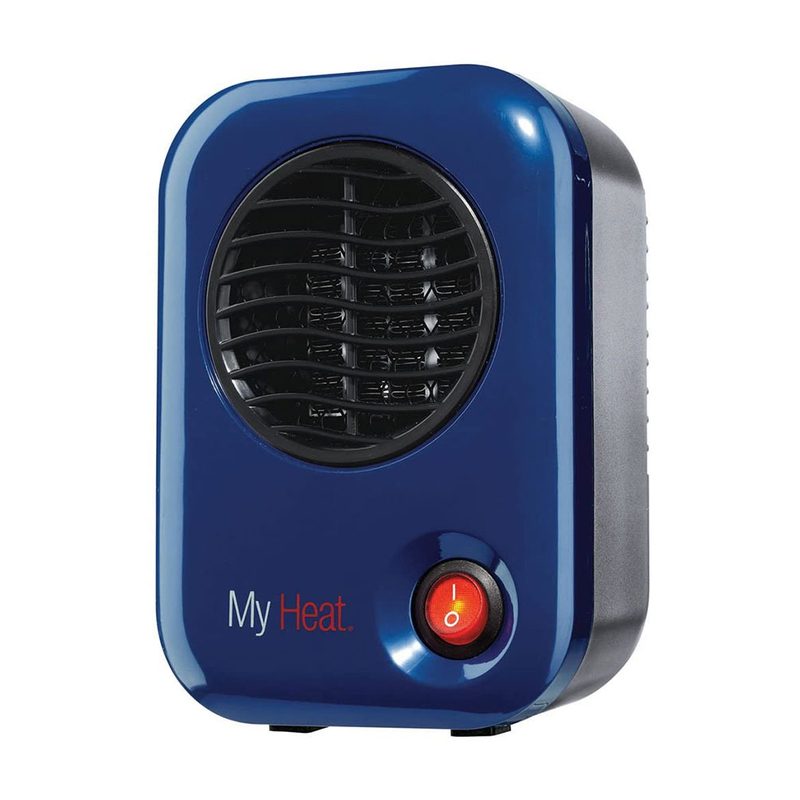 A Lasko MyHeat Mini Space Heater on white background.