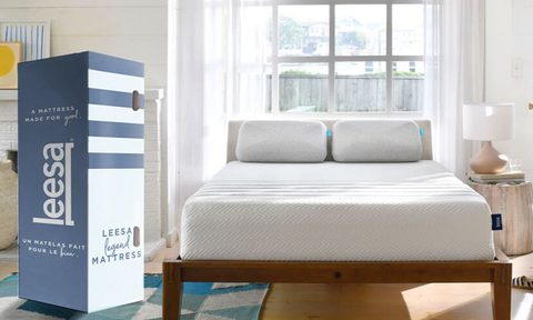 The Leesa Legend Mattress on the bedframe.