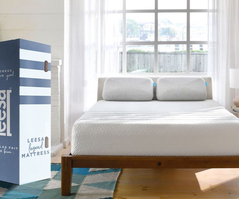 The Leesa Legend Mattress on the bedframe.