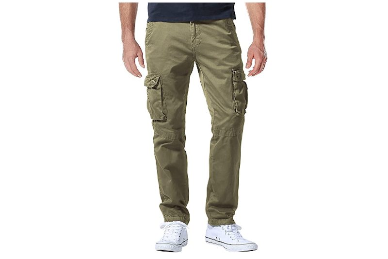 Match cargo pants in olive.